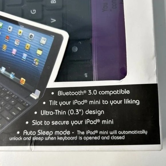 *SOLD* NIB Purple Ultra Thin - Bluetooth Keyboard for iPad Mini - Picture 8 of 10